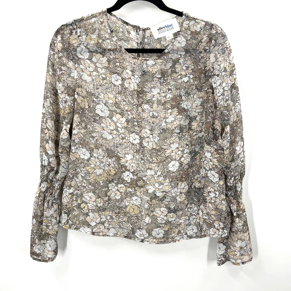 Alice Blue Exclusive Stitch Fix Long Bell Sleeve Floral Blouse Button Small - Picture 1 of 9